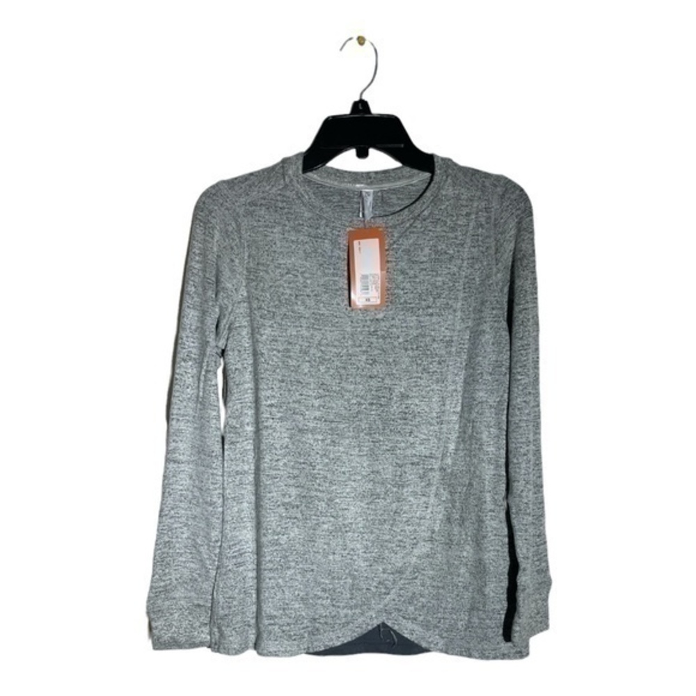 Gillian & O'Malley Womens Grey Long Sleeve Shirt Draped Cross Front Size XS